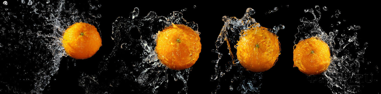 Скинали — Апельсины на черном фоне и капли воды