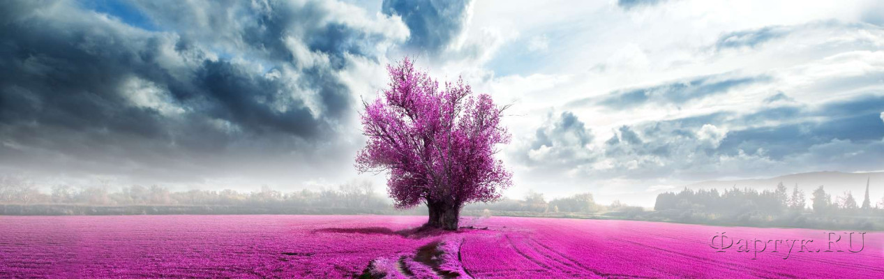 Скинали — Цветущее дерево на сером фоне