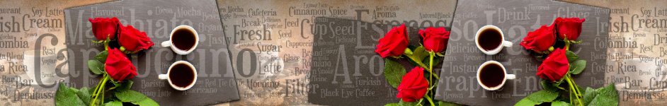 Скинали — Черный кофе и красная роза на фоне надписей 