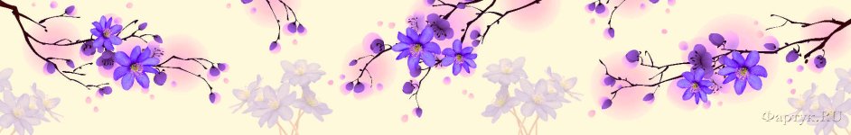 Скинали — Веточки деревьев с лиловыми цветами 